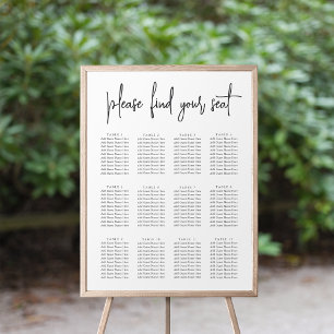 Black   Modern Handwritten Script Seating Chart