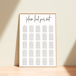 Black Modern Handwritten XL Wedding Seating Chart
