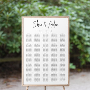 Black Modern Handwritten XL Wedding Seating Chart