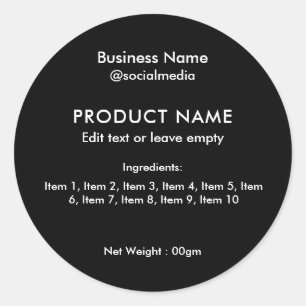 Black Modern Ingredients Product Label