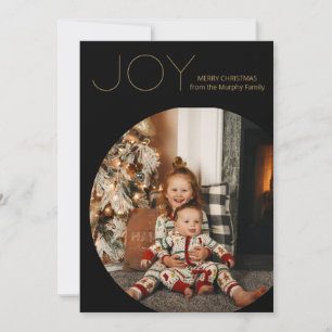 BLACK Modern Joy Minimalist Christmas Holiday Card
