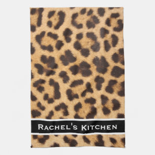 Black Modern Leopard Print Kitchen Towels Towel
