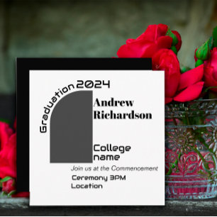 Black modern letter white graduation Flat Card