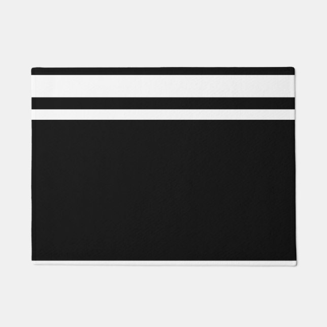 Black : Modern Lines in White Doormat (Front)