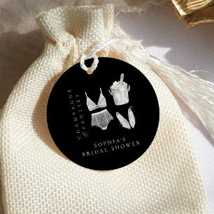 Black Modern Lingerie Bridal Shower Favour Tags