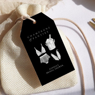Black Modern Lingerie Bridal Shower Gift Tags