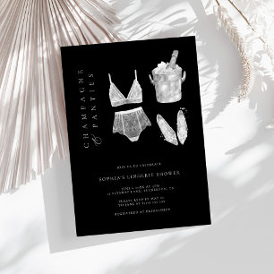 Black Modern Lingerie Bridal Shower Invitation