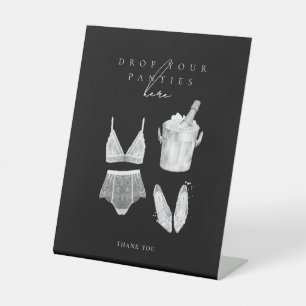 Black Modern Lingerie Shower Games Pedestal Sign