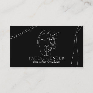 Black Modern Makeup Woman Face Hair Stylist Facial Business Card