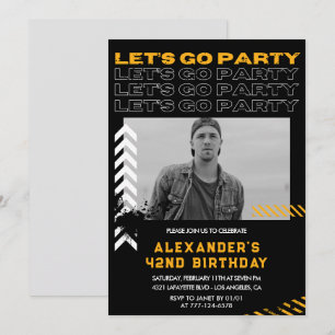 Black Modern Men Photo 42nd birthday Invitation