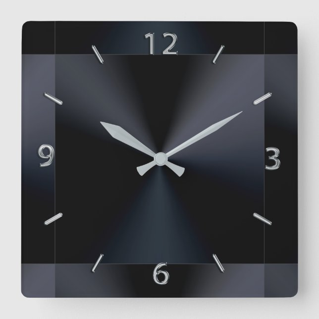 Black Modern Metallic Wall Clock (Front)