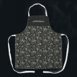 Black modern minimal botanical elegant personalise apron<br><div class="desc">Modern minimum foliage green script personalised apron. Hand painted eucalyptus,  minimal foliage and modern rustic rattan wreath give this design a luxurious feel. In classy greens,  browns,  black,  sage green and greys.</div>