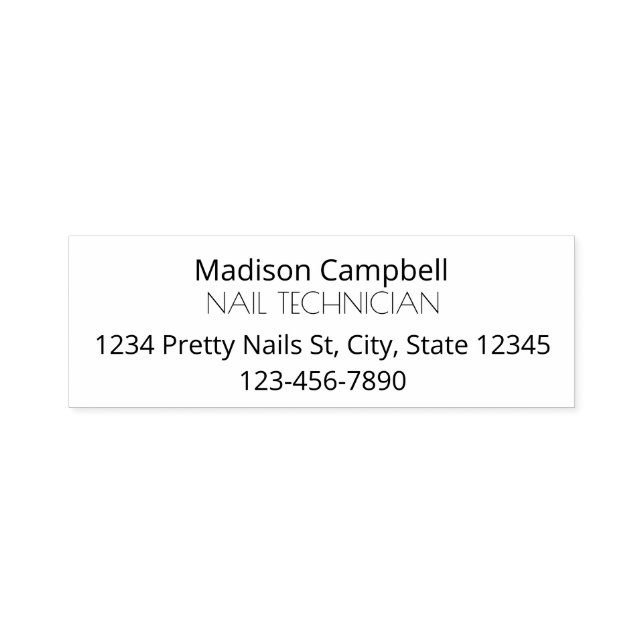 Black Modern Minimal Nails Business Self-inking Stamp (Design)