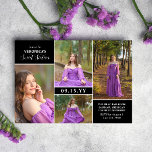 Black Modern Minimal Photo Collage Sweet Sixteen Invitation<br><div class="desc">Modern and minimalist Sweet 16 invitation featuring a photo collage of four photos of the pretty birthday girl. Add the Sweet 16 invitation wording in a clean,  simple typography design in white against black boxes spaced between the photos of the Sweet 16 yearself.</div>