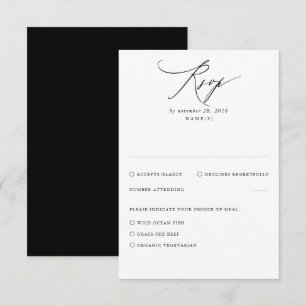 Black Modern Minimal Wedding RSVP Card
