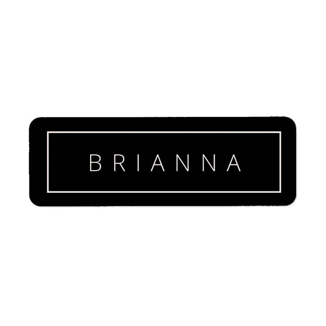 Black Modern Minimal White Business Name Label (Front)