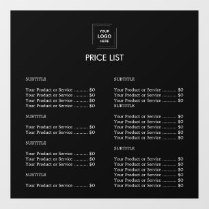 Black Modern Minimalist Business Logo Price List