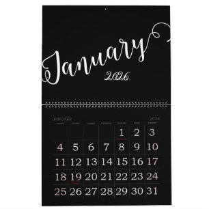 Black Modern, Minimalist Calendar