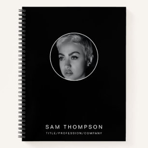 Black Modern Minimalist Custom Photo Notebook