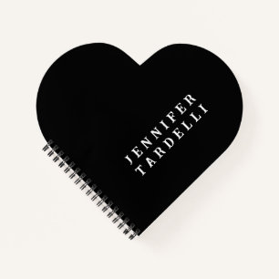 Black Modern Minimalist Elegant Your Name Notebook