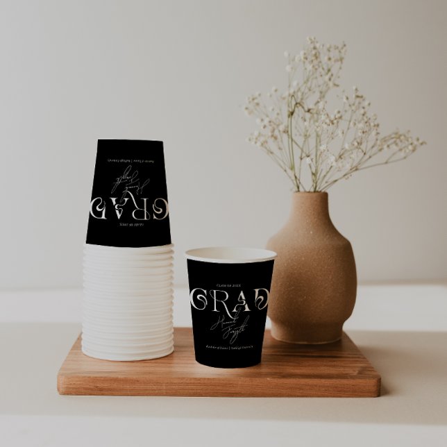 Black Modern Minimalist | Graduation Party Paper Cups (Creator Uploaded)
