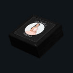 Black Modern Minimalist Mis XV Años Circle Photo Gift Box<br><div class="desc">Create your own personalised black border photo keepsake gift box for your her 15th birthday. Customise the solid black background colour or the white text colour to match your photo. If you change the font type or size, you can fine tune the curvature of the text in small increments. Have...</div>