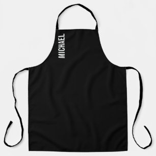 Black Modern Minimalist Personalised Name Apron