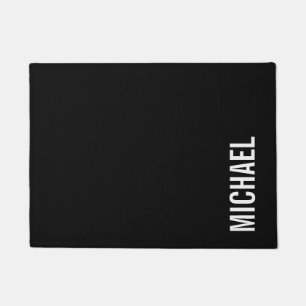 Black Modern Minimalist Personalised Name Doormat