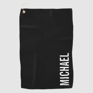 Black Modern Minimalist Personalised Name Golf Towel
