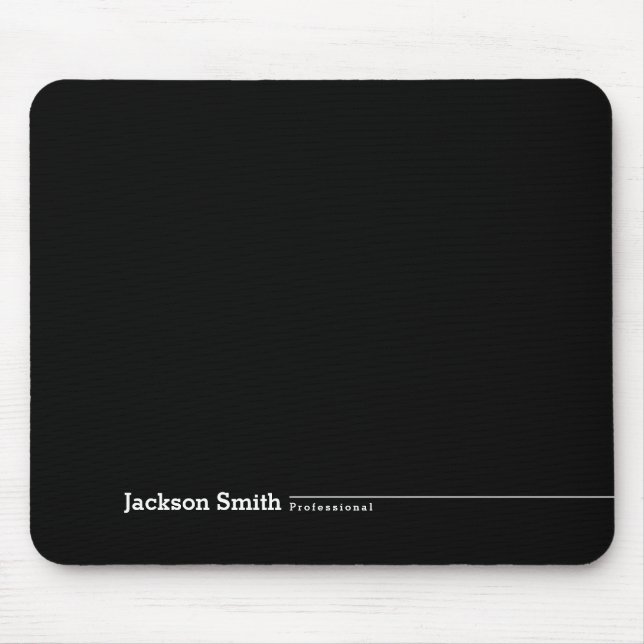 Black modern minimalist personalised name mouse pa pad (Front)