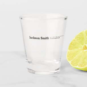 Black modern minimalist personalised name shot glass