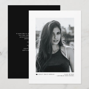 Black Modern Minimalist Photo Graduation Announcement
