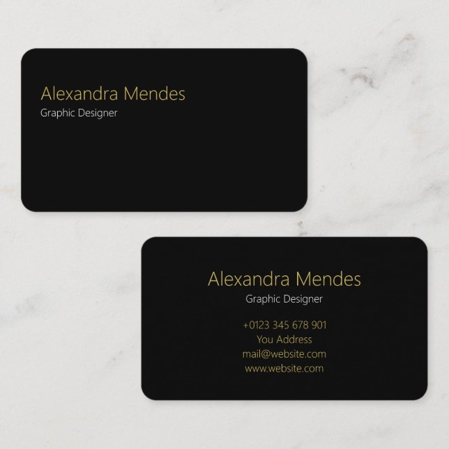 Black Modern Minimalist Professional Business Card (Front/Back)