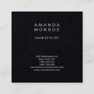 Black Modern Minimalist Professional Plain Square Business Card