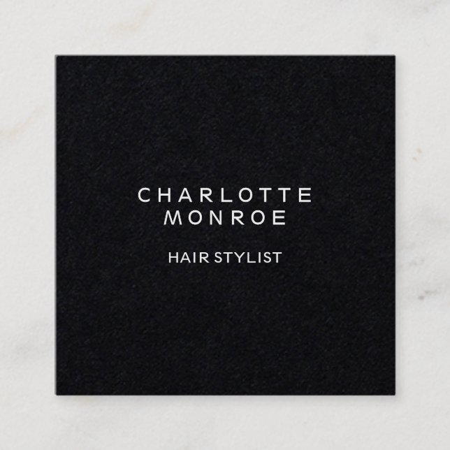 Black Modern Minimalist Professional Square Shape Square Business Card (Front)