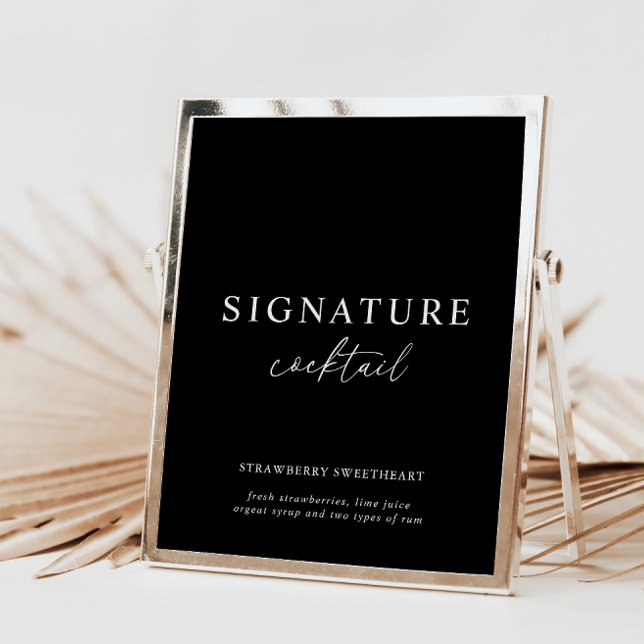 Black Modern Minimalist Signature Cocktail Sign (Creator Uploaded)