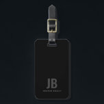Black Modern Minimalist Two Letter Monogram Luggage Tag<br><div class="desc">Black Modern Minimalist Two Letter Monogram Luggage Tag</div>