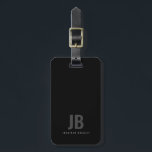 Black Modern Minimalist Two Letter Monogram Luggage Tag<br><div class="desc">Black Modern Minimalist Two Letter Monogram Luggage Tag</div>