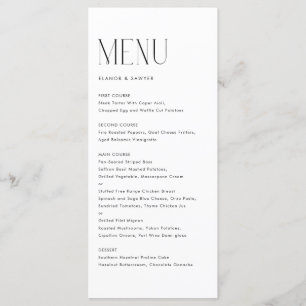 Black Modern Minimalist Typography Wedding Menu