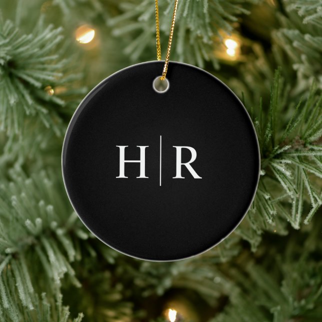 Black Modern Monogram Ceramic Tree Decoration (Tree)
