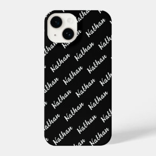 Black Modern Monogrammed Minimal Simple Classic iPhone 14 Case