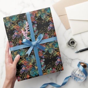 Black Modern Multicolor with Faux Glitter Wrapping Paper
