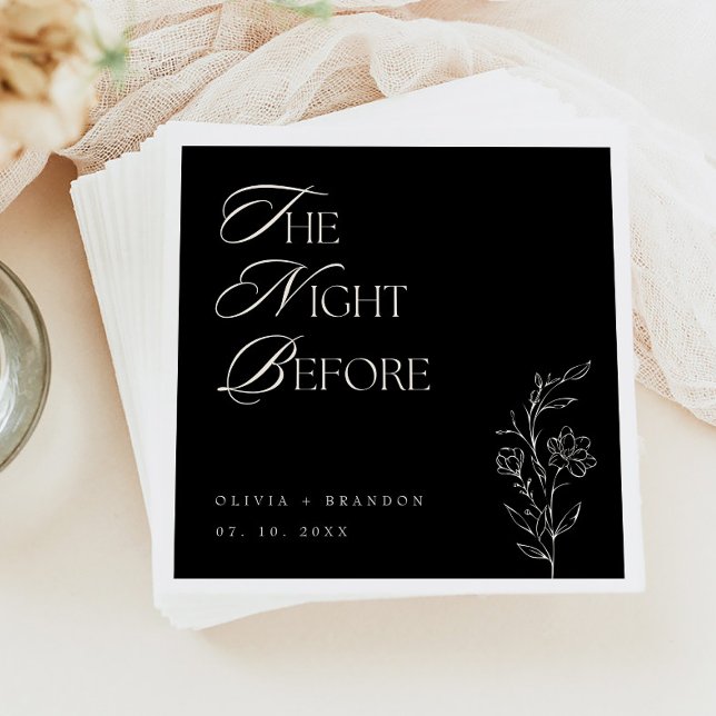 Black Modern Night Before Rehearsal Dinner Wedding Napkin (Creator Uploaded)