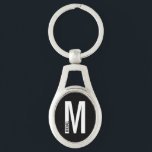 Black Modern Personalised Monogram and Name Key Ring<br><div class="desc">Modern Monogram Design featuring personalised monogram letter "M" and name in modern bold sans serif font style.

Perfect gift for him,  father's day gift,  groomsman gift and more.</div>