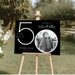 Black Modern Photo 50th Birthday Welcome Sign<br><div class="desc">Welcome guests to your 50th birthday celebration with this stunning editable welcome sign. Featuring a sleek, customizable layout, this template allows you to easily add your own photo and personalize the text, making it a perfect addition to your milestone 50th birthday decor. Ideal for entryways or as a party focal...</div>