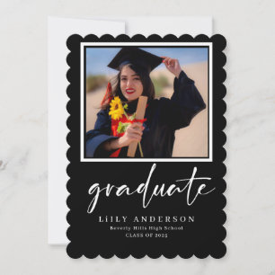 black Modern Photo Graduation class of 2025 Invitation