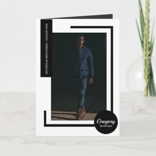 Black Modern Photo Graduation Invitation