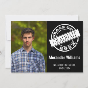 Black Modern Photo Graduation Party  Invitation