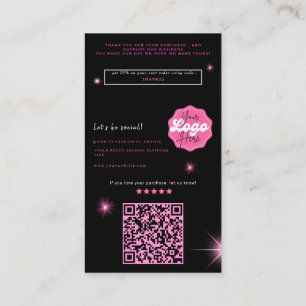 Black Modern pink glitter order thank you Business Card