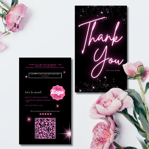 Black Modern pink glitter order thank you Business Card